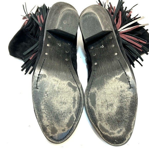Sam Edelman Louie Ankle Cowgirl Fringe Leather Suede Black Purple Silver Sz 8.5 - Picture 7 of 14